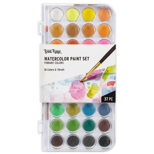 Brea Reese; Brea Reese: Essential Watercolor Paint Set: Vibrant - 36 Colors & 1 Brush - Non-Toxic, Professional Quality, Beginner-Friendly, Art Supplies; Category:Drawing Tools & Accessories; Image:1